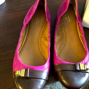 Authentic Coach Flats. Magenta and Brown. Like new, worn maybe two times. Size 8